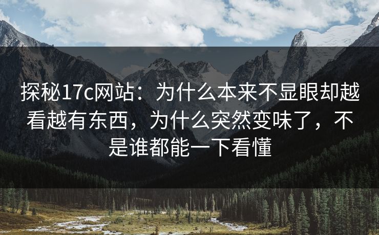 探秘<strong>17C</strong>网站：为什么本来不显眼却越看越有东西，为什么突然变味了，不是谁都能一下看懂